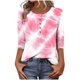 thumbnail image 1 of 3/4 Manga Casual Tops para las Mujeres Impreso Botón Camiseta Cómoda Y Suelta, Blusa de Cuello Redondo para Diario, 1 of 7