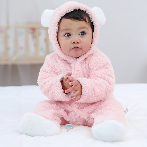 Snowsuit Baby Boy Hoodie Bear Ear Newborn Boy Romper Baby Girl Warm Outfits Preemie Baby Clothes 6-9 Months