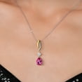 thumbnail image 3 of 925 Silver and 10K Yellow Gold Pure Pink Mystic Topaz and White Moissanite Pendant Necklace for Women | 2.57 Cttw | Gemstone November Birthstone | Pear Shape 10X7MM | With 18 inch Chain, 3 of 6