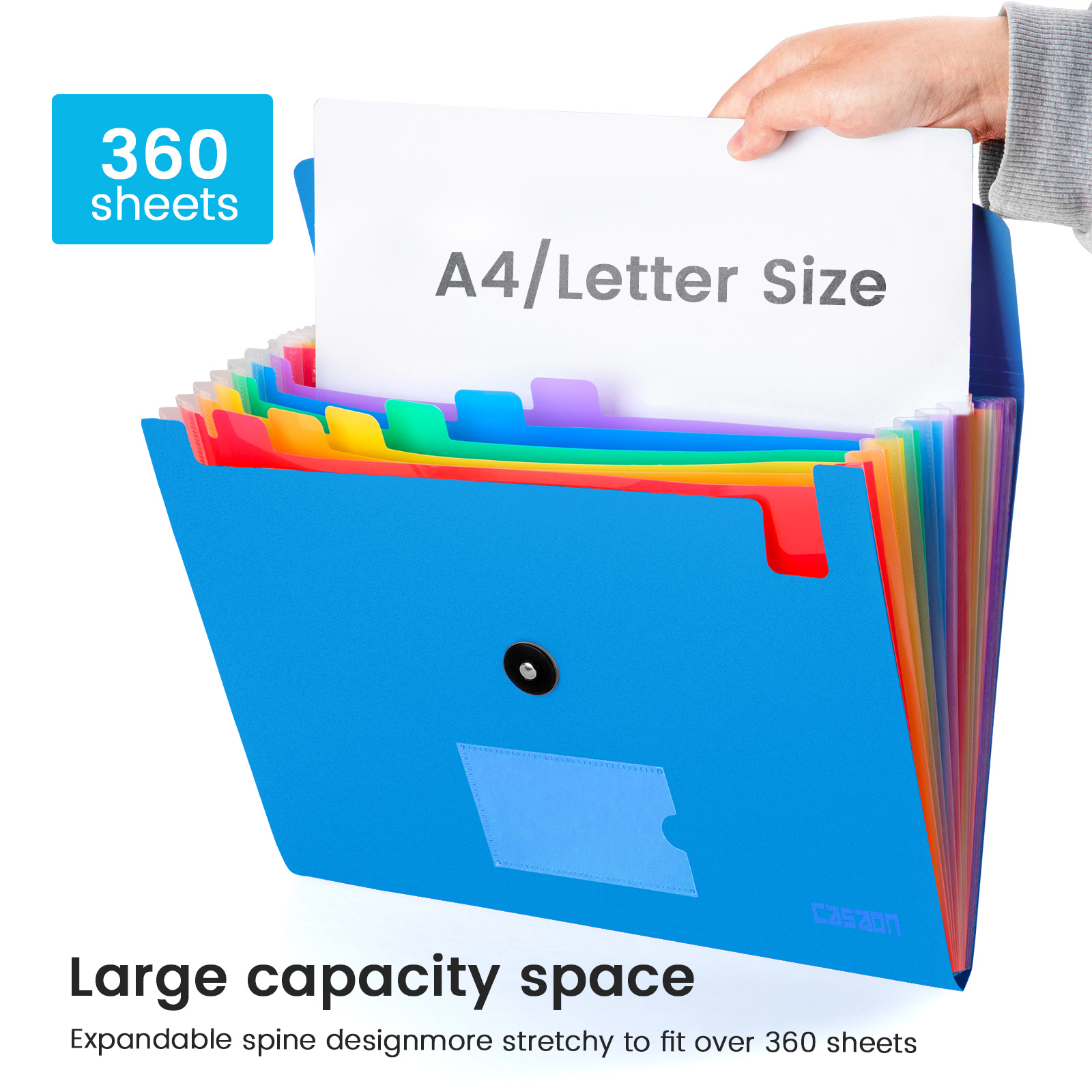 Accordion File Folder, 13-Pockets Expandable File Folder for A4 Letter Size Paper, 6 Pack