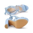 thumbnail image 4 of BLISSFUL STEP Edition Women's Lace Up Platform Chunky High Heels Sandals Sky Blue (Size 10.5), 4 of 7