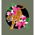thumbnail image 2 of Natural World Tiger & Flowers Olive Adult Long Sleeve Hoodie-Small, 2 of 3