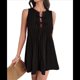 thumbnail image 1 of Vestido Mini de Verano para Mujer, con Lazo Frontal, Sin Mangas, Plisado, Informal, Holgado, Estilo Babydoll, Color Negro, Talla S, 1 of 10