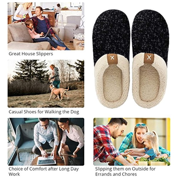 Pantufla Zapatillas con forro de piel sintética para hombre, zapatos de casa cómodos y antideslizantes tipo lana (M) negro Wdftyju Tenis De Mujer Tenis De Hombre