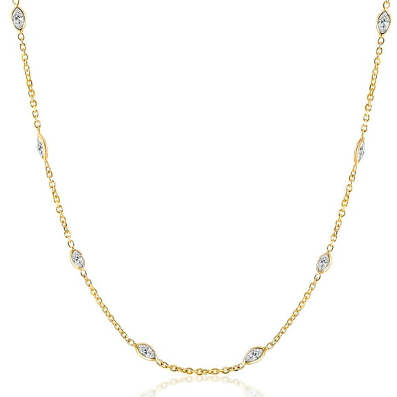 Pompeii 3 1/4Ct Oval Shape Diamonds By The Yard Necklace 14K Yellow Gold Lab Grown 18"
