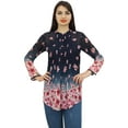 thumbnail image 5 of Phagun Women's Causal Floral Digital Printed Blue Long Sleeve Tunic Top Wear-4, 5 of 9