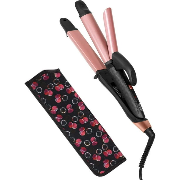 Plancha rizadora de viaje 2 en 1, miniplancha y rizador de cabello de doble voltaje (oro rosa)