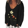 thumbnail image 1 of T-Shirt à Manches Longues pour Femmes, Mode Décontractée Imprimée, Col en V, Ample, 1 of 4