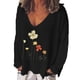 thumbnail image 1 of Camiseta de manga larga suelta con cuello en V estampada informal a la moda de Wonmen Fridja  hj4519, 1 of 4