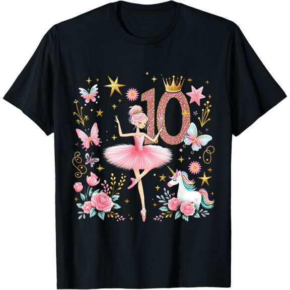 Sam Soft 10Th Birthday Ballerina Dance School Ballet Tutu Girls T-Shirt Full Size S-5Xl