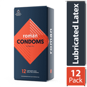Roman Ultra Thin Condoms, 100% Natural Latex Lubricated Condoms, FSA/HSA Eligible, 12 Pack