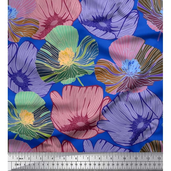 Soimoi Cotton Poplin Fabric Buttercup Floral Printed Fabric 1 Yard 42 Inch Wide