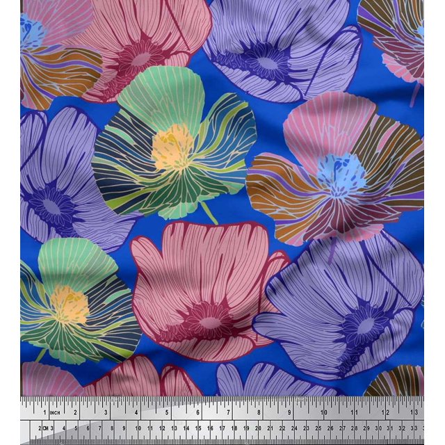 Soimoi Tissu en Rayonne Imprimé Floral au Mètre 42 Pouces de Large