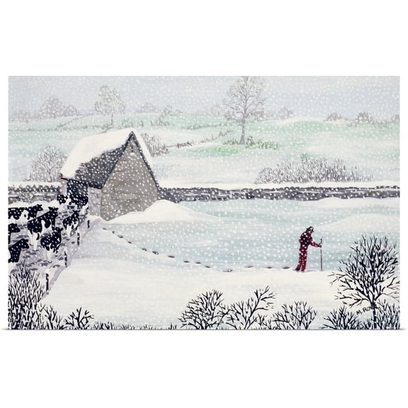 Great BIG Canvas | Rolled Maggie Rowe Poster Print entitled Cotswold Farm in Winter