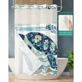 thumbnail image 2 of No Hook Shower Curtains with Snap in Liner, Blue Teal Coastal Waterproof Fabric Shower Curtain, Sea Turtle Summer Beach Starfish Double Layers & See-Through Top Window Bathroom Curtains 54''x78'', 2 of 6