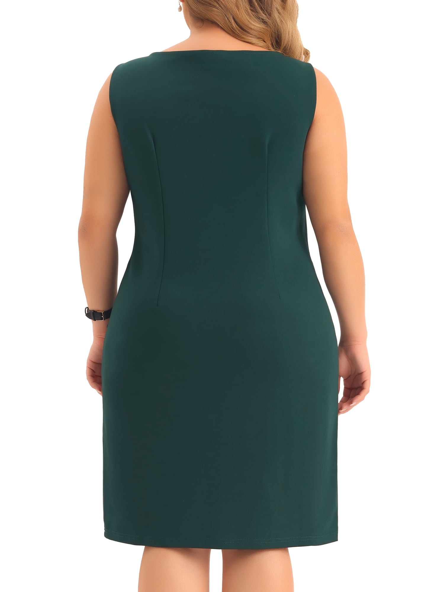 DARING DIVA Women's Plus Size Sleeveless Straight Pencil Sheath Dresses 6X Dark Green