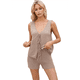thumbnail image 1 of Conjunto de 2 Piezas de Ropa de Estar Informal de Punto para Mujer, con Escote en V y Lazo Frontal, Chaleco y Pantalones Cortos A Juego, para Playa Gris Rosado Pálido L, 1 of 7