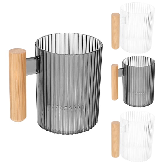 FELTECHELECTR Plastic Toothbrush Cups with Handle Design for Bathroom and Travel 4Pcs