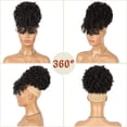 thumbnail image 2 of MORICA Drawstring Ponytail with Bangs Afro Puff Ponytail Extensions for Women Short Curly Puff Ponytail with Bangs Clip in Wrap Updo Hairpiece for Women (black), 2 of 7