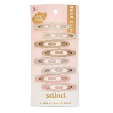 Scunci Basic New Shaped Snap Hair Clips, Assorted Neutral Colors, 8-Count