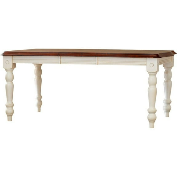 Andrews 72" Rectangle Extendable Dining Table Antique White/Chestnut Brown Wood