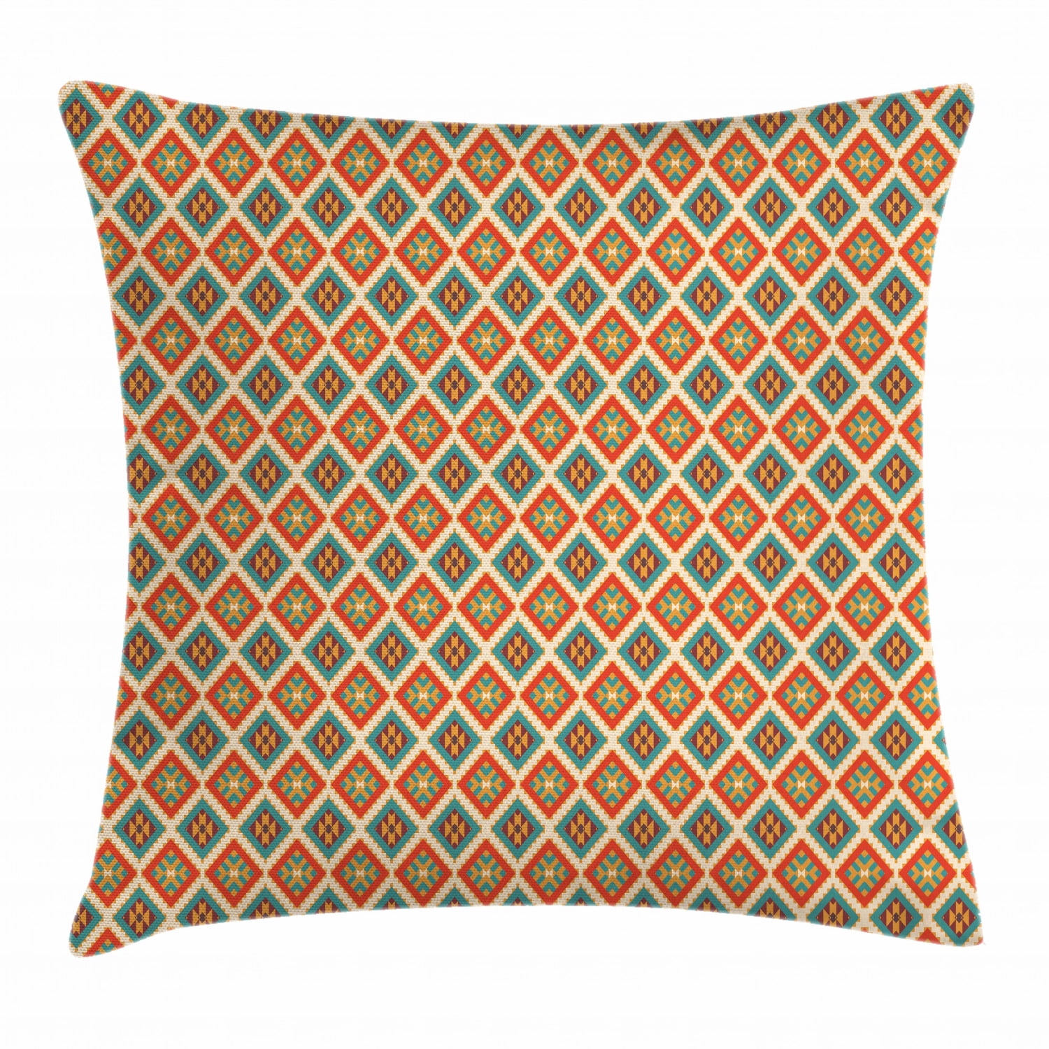 Mexican Throw Pillow Cushion Cover, Colorful Ethnic Pattern Retro