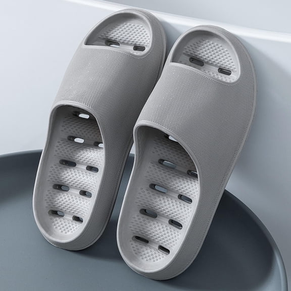 WAVSUF Men's Slide On Slippers, Waterproof Anti Slip Breathable Holes Indoor Outdoor Shoes Gray 9-9.5