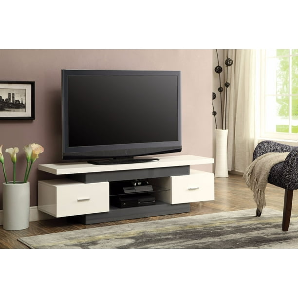 Stylish TV Stand, White & Gray