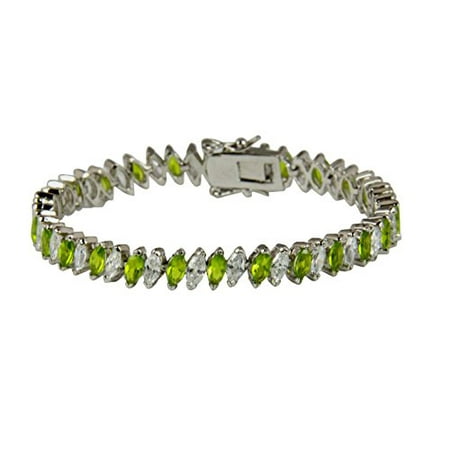 Peridot Tennis Bracelet - August Birthstone 7.5 Inch Tennis Bracelet High Quality Fashion Marqu...
