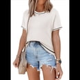 thumbnail image 2 of Tops de Mujer, Camisetas Casuales de Corta A , Suéter de Punto con Cuello Redondo. S, 2 of 9