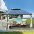 thumbnail image 4 of EROMMY 12'x14' Outdoor Hardtop Gazebo Patio Furniture, Aluminum Frame Double Roof, Privacy Curtains and Premium Net for Patio Lawn and Garden, 4 of 9