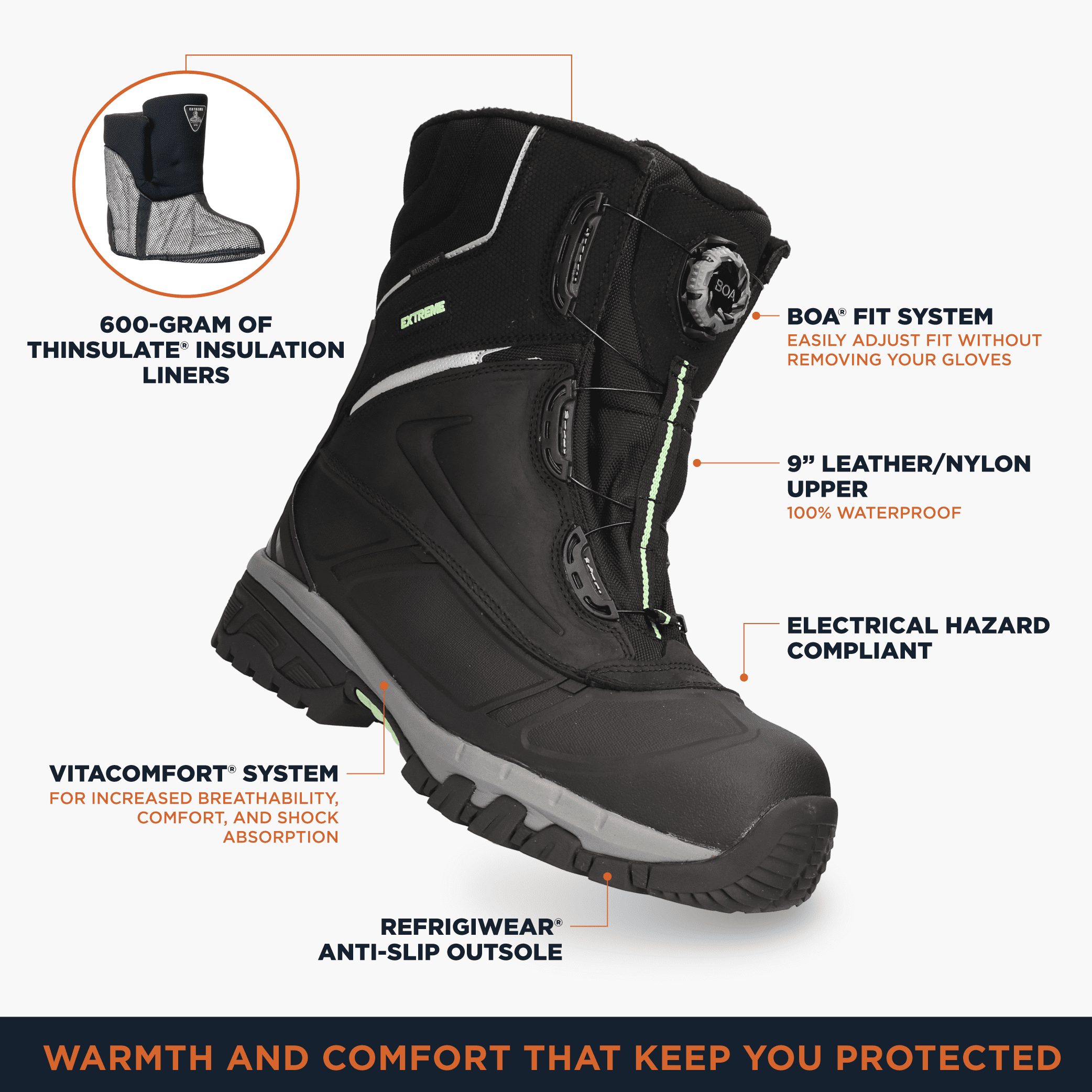 RefrigiWear Extreme Pac Boot - Waterproof, Anti-Slip, BOA 