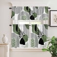 thumbnail image 2 of 3 Piece Kitchen Curtains and Valances Set Boho Geometric Cafe Curtains 36 Inch Length Green Ethnic Abstract Stripes Motifs Valance & Tier Curtain for Living Room Bedroom Window 54"x18"+27"x36"*2, 2 of 6