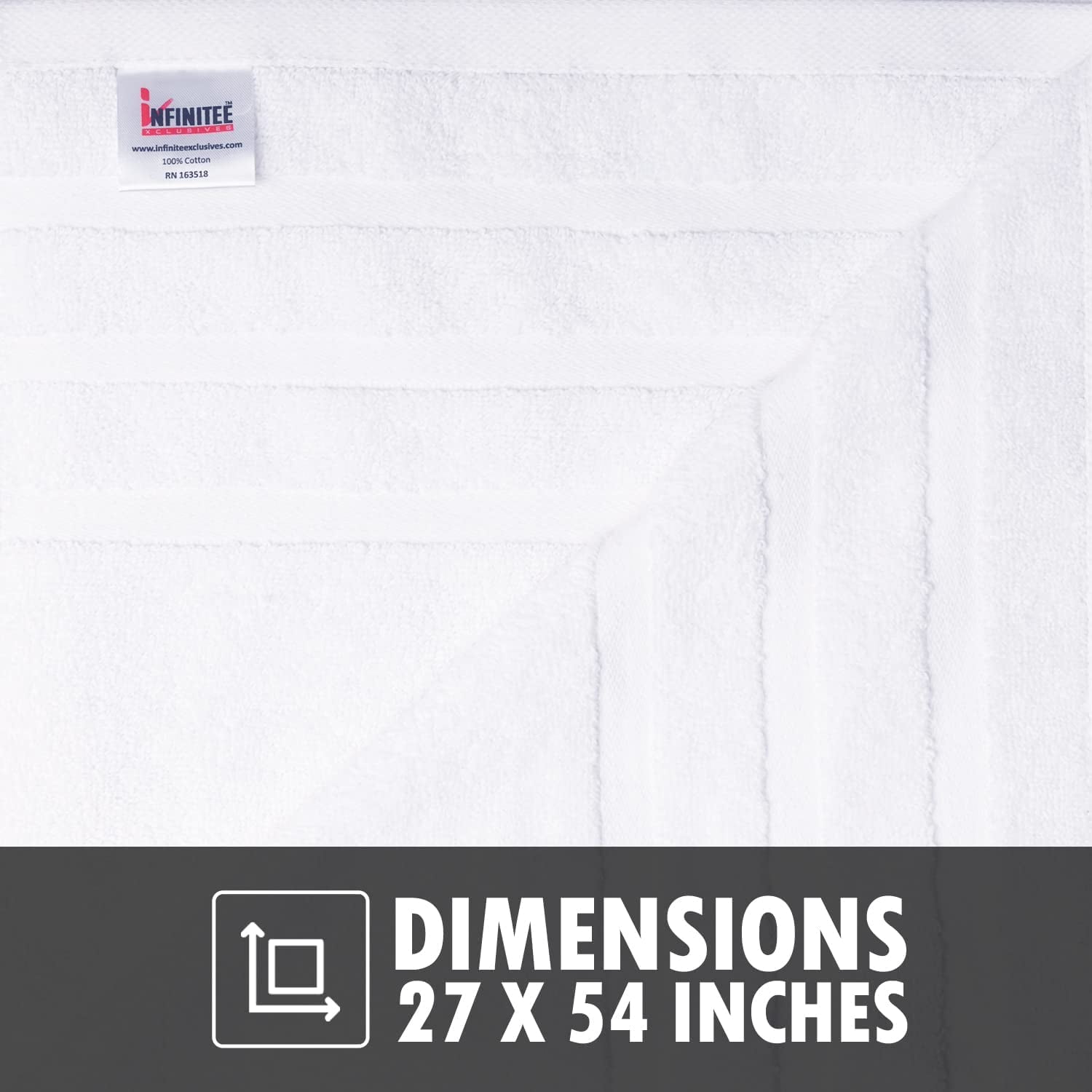 Premium Brilliant White Bath Towels - Pack of 2 - 27 x 54 inches - Infinitee Xclusives