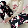 thumbnail image 4 of Hello Kitty Pajama Pants for Women,Kawaii Flannel Pajamas,Cartoon Plush Pj Pants,Cute Anime Pajama Bottom, Family Pajamas Matching,Pink Black M, 4 of 8
