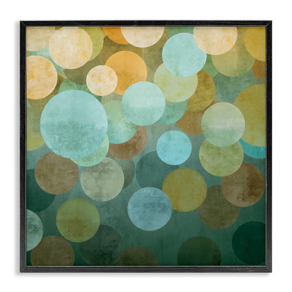 Stupell Industries Layered Green Circles Abstract Painting Black Framed Art Print Wall Art, 17 x 17