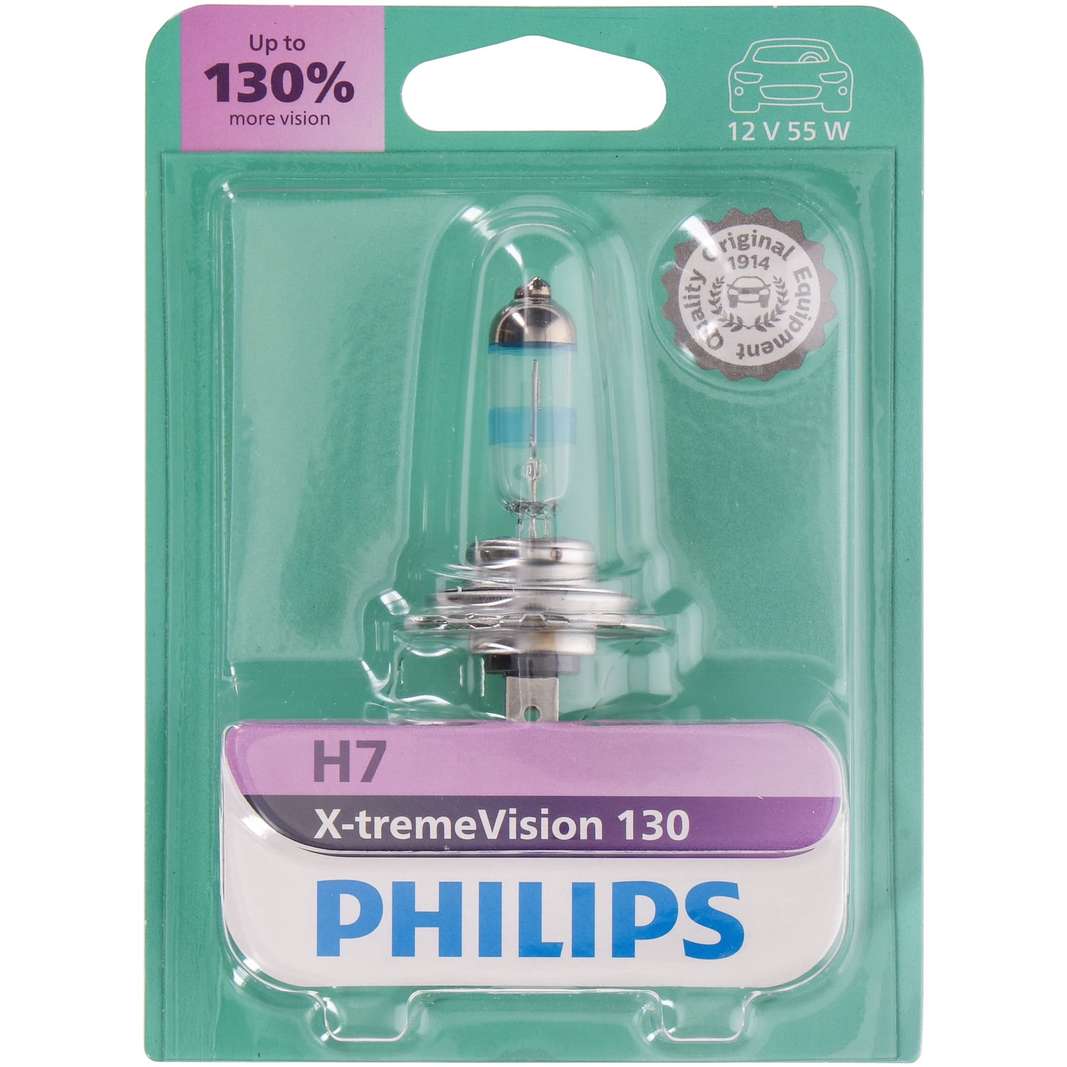 Philips X-tremeVision 130 H7 Halogen Headlight Bulb, 1 pack, Fits Select Vehicles