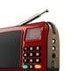 thumbnail image 4 of Reproductor de música manos libres con radio FM USB y pantalla LED, recargable, conector para auriculares rojo, 4 of 5