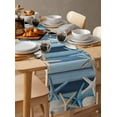 thumbnail image 6 of nqOlkjepod Coastal Starfish Table Runner 120 Inches Long Farmhouse Dress Scarves, Blue Wooden Grain Seashells Country Dining Tablerunner for Coffee Table/Kitchen Island/Party Décor, 13" x 120", 6 of 8