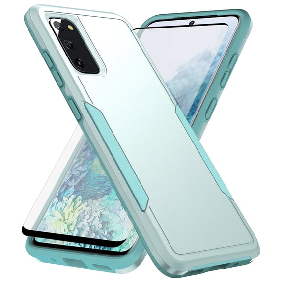Compatible with Samsung Galaxy S20 5G 6.2 inch Phone Case Glass Screen Protector Hybrid Rugged Shockproof Hard Protective Drop Proof Full Body Heavy Duty Mobile Cell Cover for S 20 20S UW S2O Green