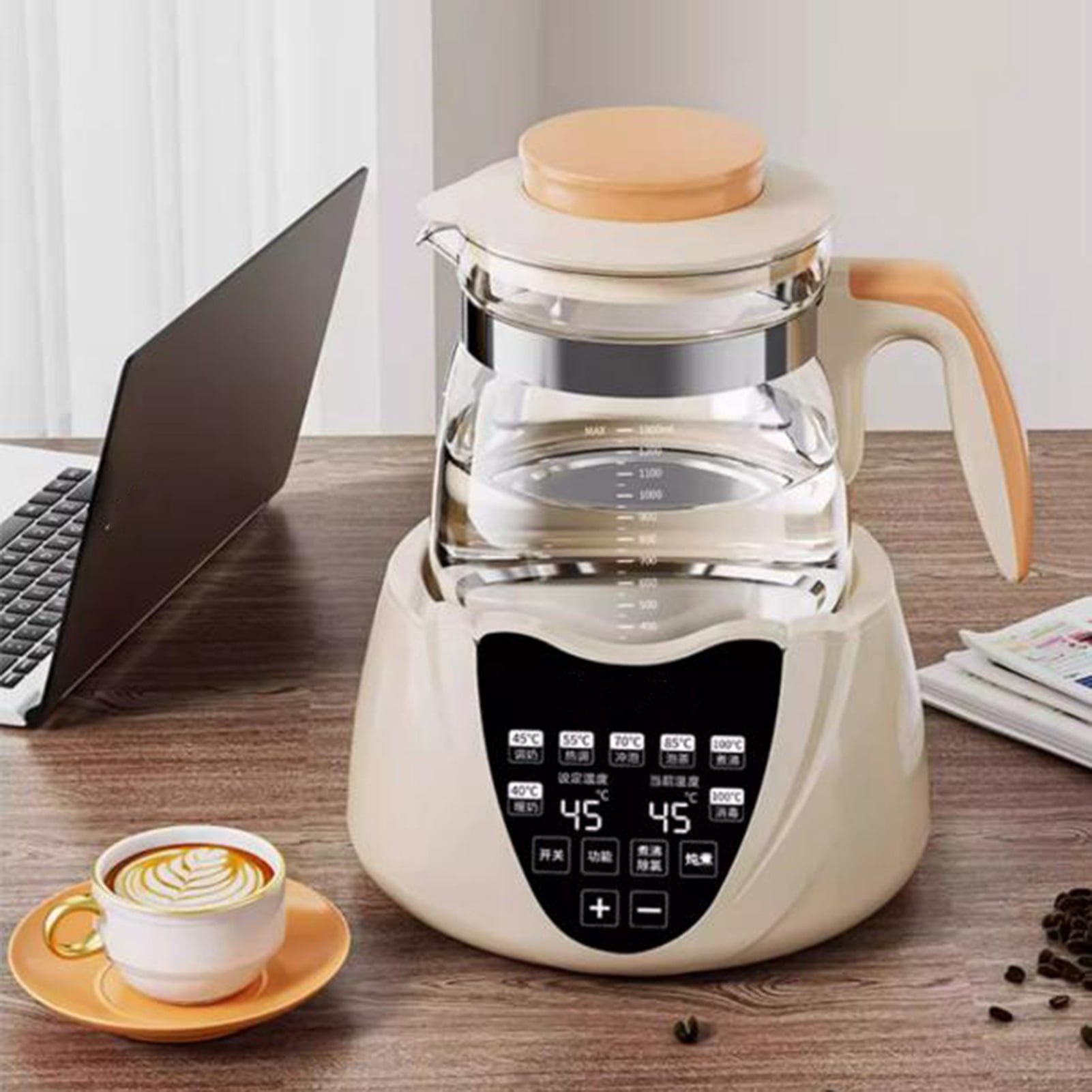 Glass electric Kettles, Multifunctional Tea Maker Kettle,6 Functions Tea Maker, Split Cup Body, Smart Touch,Soup Kettle for Home and Office