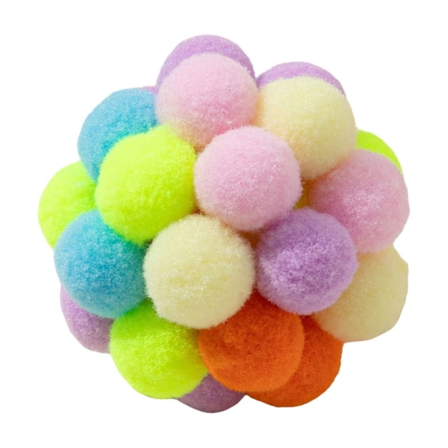 Interactive Cat Play Toy Set with Bouncy Pom Poms and Rattle Sounds for Indoor Outdoor Feline Exercise and Entertainment