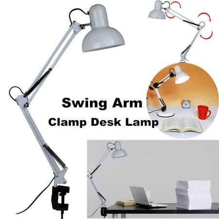110V/220V E27 Adjustable Swing Arm Drafting Clip Lamp Eyes Care Reading Light Lampshade Design Office Studio Clamp Table Desk Study Artist Studio Light Lamp Clamp-On With (Best Desk Lamp For Studying)