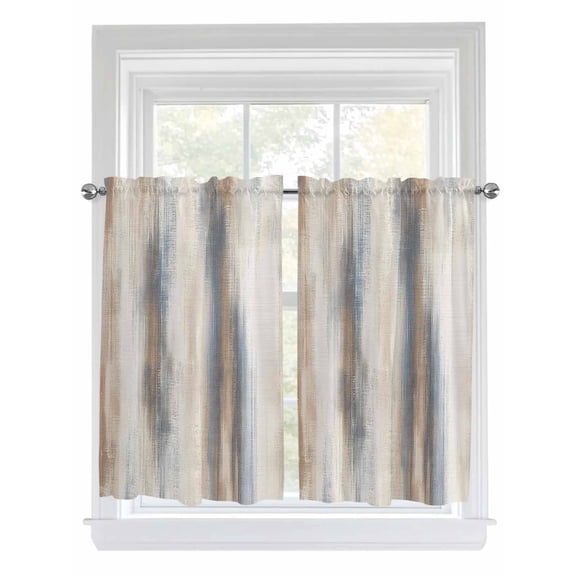 Tier Curtains 45 Inches Long, Beige Gray Window Treatment Curtain Drapes, Abstract Grunge Mottled Neutral Texture Small Curtain Drapes for Bathroom Laundry Room, 27.5"x45", 2 Panels