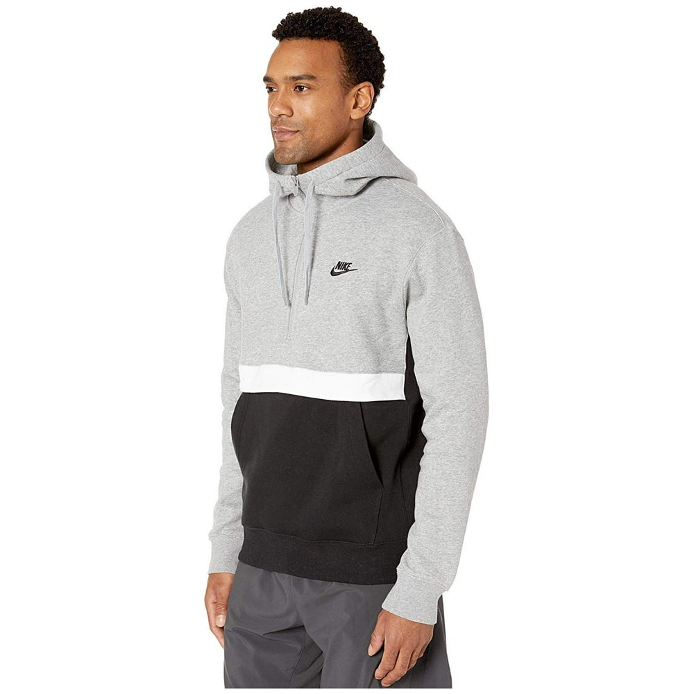 Nike Nike NSW Club Hoodie 1/2 Zip Dark Grey Heather/Black/Matte Silver/White