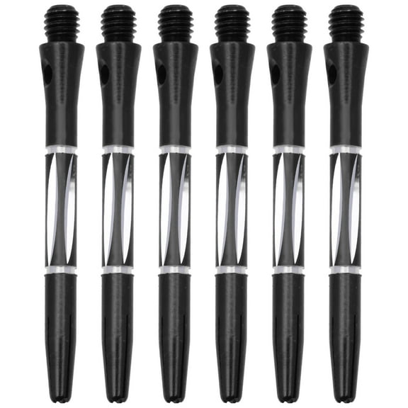 RENACLIPY Black Aluminum Dart Shafts with Integrated Threading, 6 Replacement Pieces for Professional Dart Players