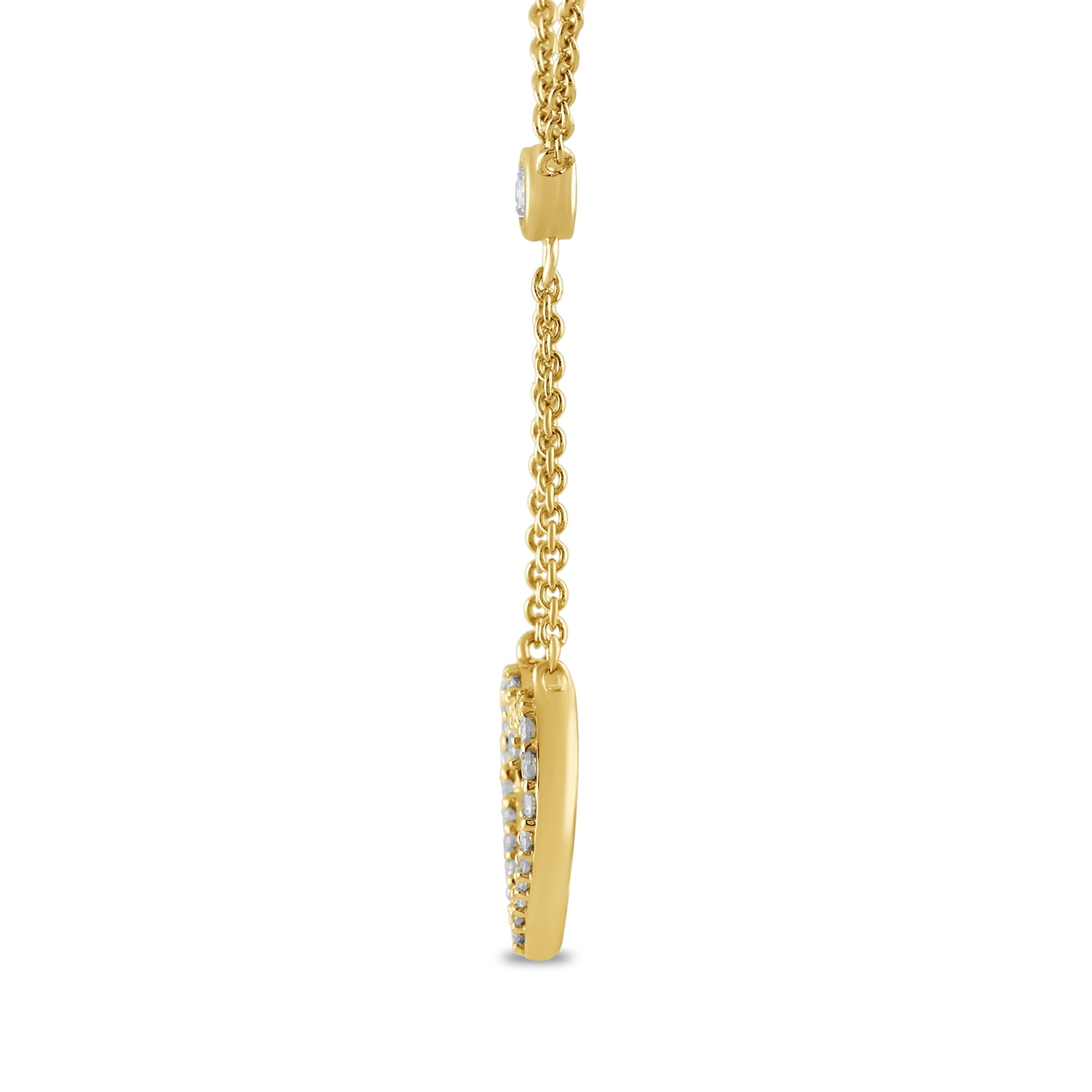 Brilliance Fine Jewelry Lab-Grown Diamond Heart Drop Pendant Necklace in Yellow Gold-Plated Silver