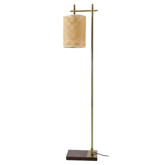 Jan Floor Lamp with Rattan Shade and Brass Frame