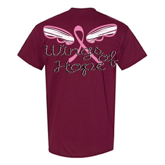 Awkward Styles Breast Cancer Awareness T-Shirt Wings of Hope T Shirts for Men Back Print