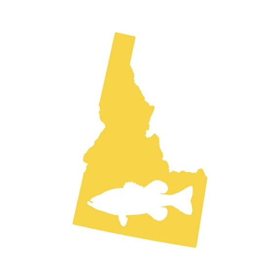 Idaho Bass Sticker Decal Die Cut - Self Adhesive Vinyl - Weatherproof - Made in USA - Many Color and Sizes - state shaped largemouth sport fishing fish id